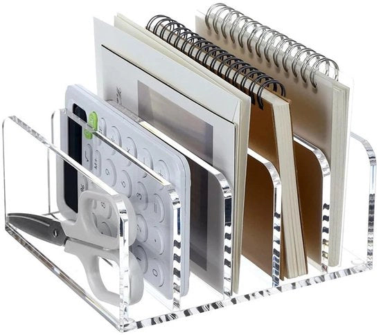 Borsa per lettere organizzatore in acrilico, cassettiera per lettere 5 contenitori trasparente cassettino per lettere libri documenti organizzatore spazio di archiviazione