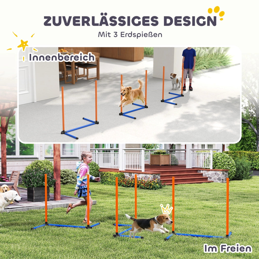 Set Agility per Cani 3 Pezzi con Stanghe Slalom e Borsa ¨C Zephmum ¨C Arancione