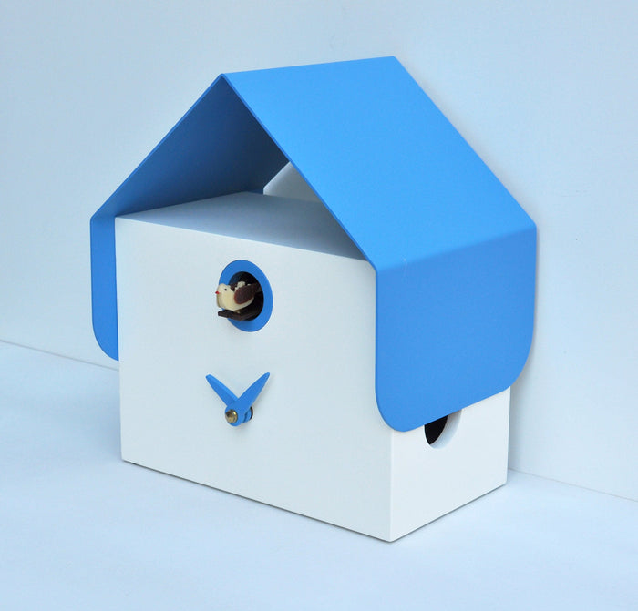 Orologio a Cucù da Parete e Tavolo 19,5x23x14 cm Pirondini Italia Dotto Bianco e Blu