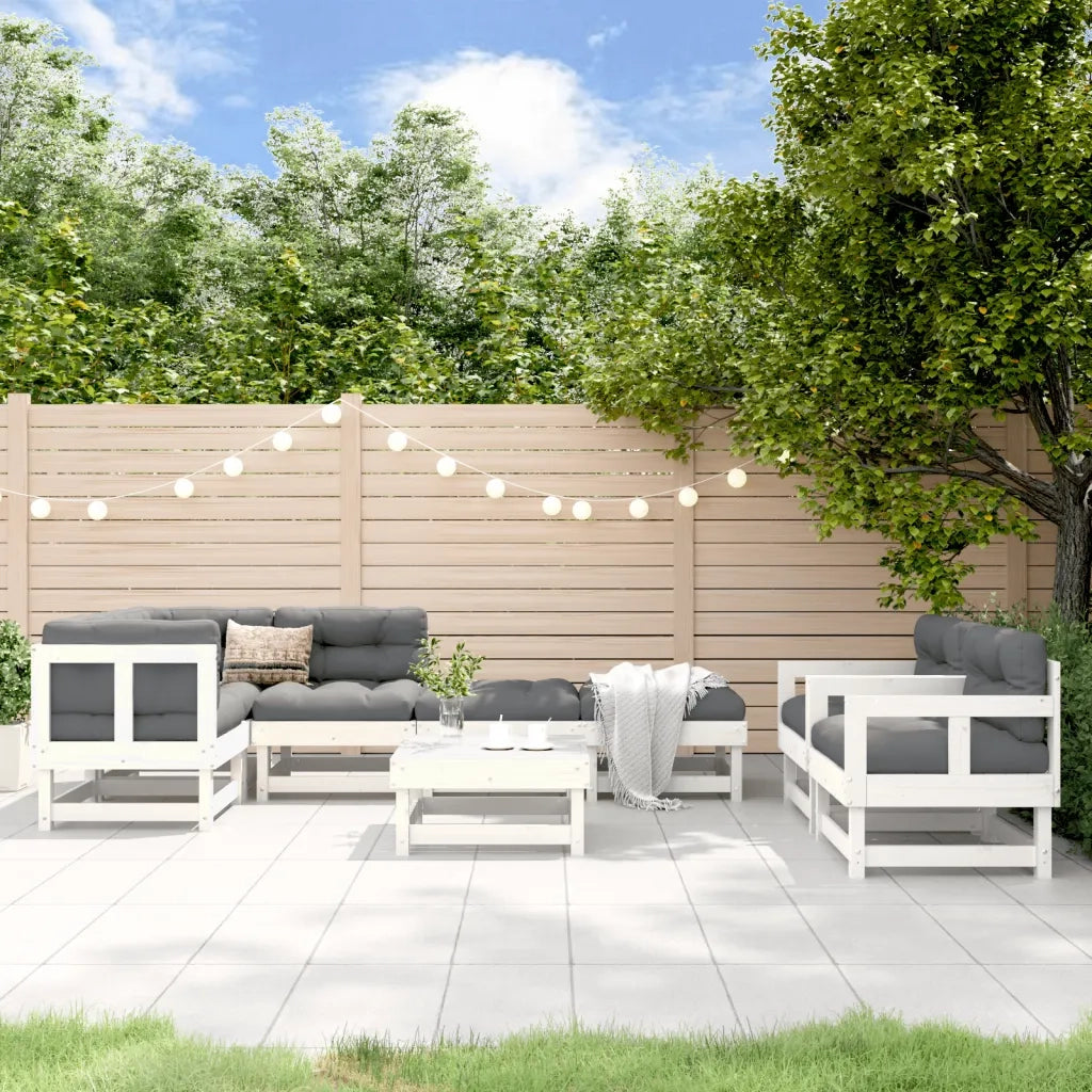 Set Salotto da Giardino 8 pz in Legno Massello di Pino Biancocod mxl 69971