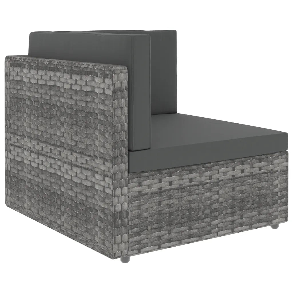 Divano ad Angolo Modulare-Sofa da Giardino in Polyrattan Grigio