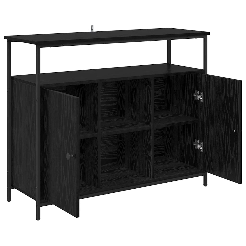 Credenza-Buffet-Armadio da cucina Rovere Nero 100 x 35 x 80 cm Legno multistrato 501868