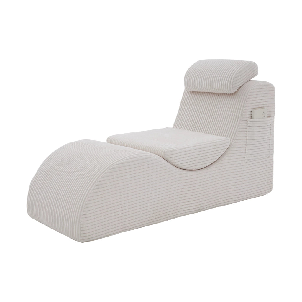 Poltrona con tasca laterale e cuscino seduta, Design ergonomico e compressione rapida, in Velluto a coste, Beige