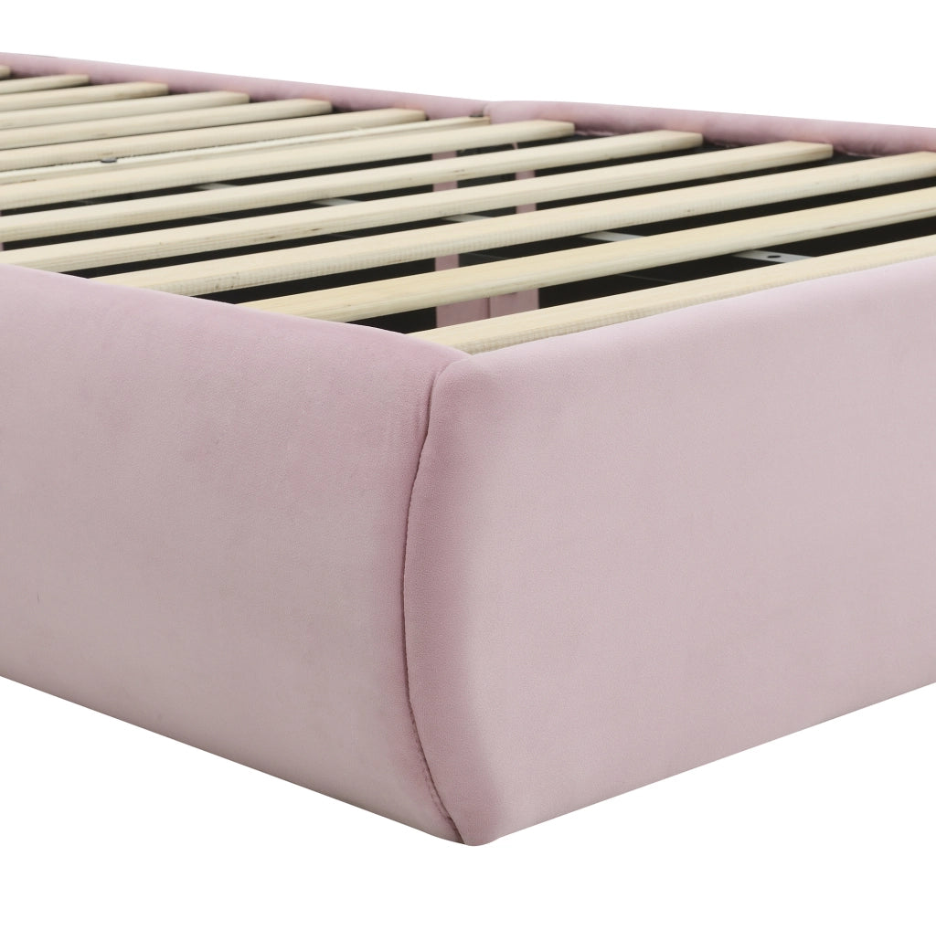 Letto imbottito singolo con orecchie da coniglio, luci LED regolabili e 2 pouf contenitore
