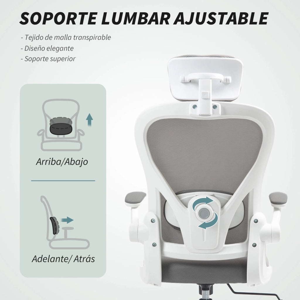 Sedia da ufficio in rete traspirante ¨C zephmum ¨C grigio, regolabile in altezza