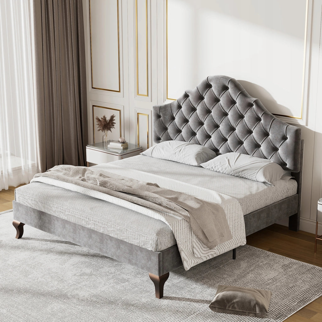 Letto singolo 140x200 - Xylo - Testiera regolabile, grigio