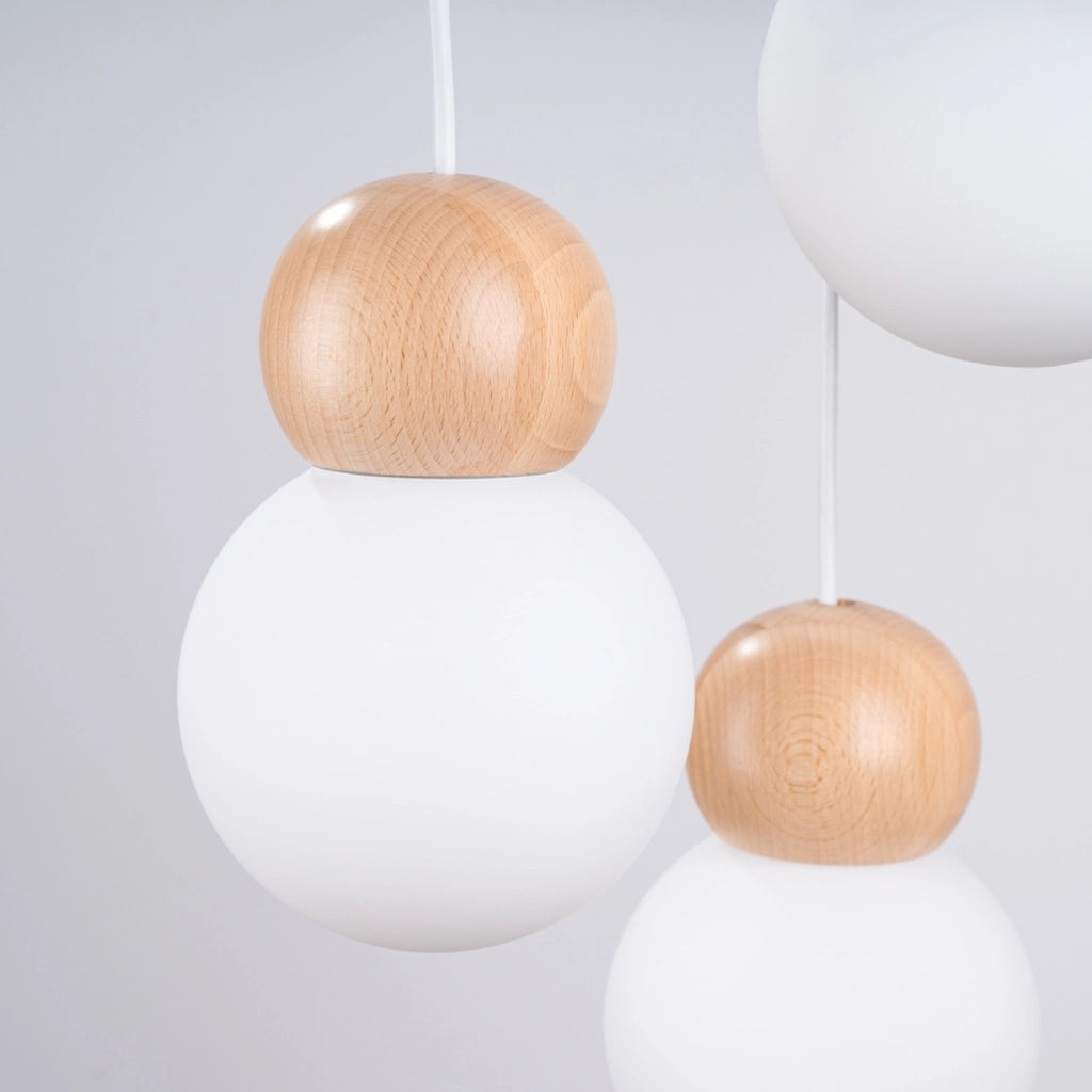 Lampada a sospensione Kalevi bianca legno 3xG9 PureLume