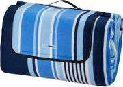 Ombrellone per picnic XXL 200x300 cm con fondo impermeabile per parco, spiaggia, campeggio - Blu e bianco a strisce esterne