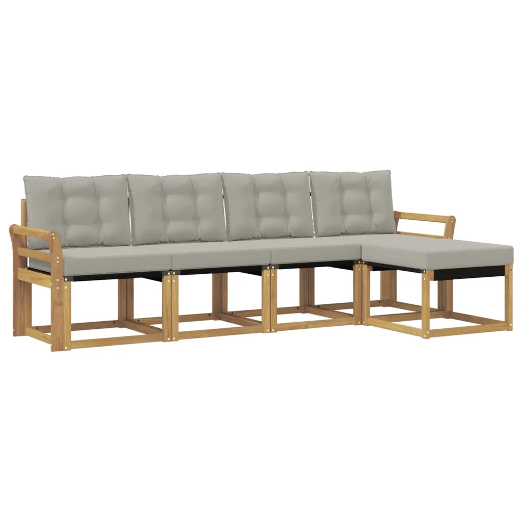 Set di divani da esterno 5 pz Bianco e Grigio Chiaro 3389381