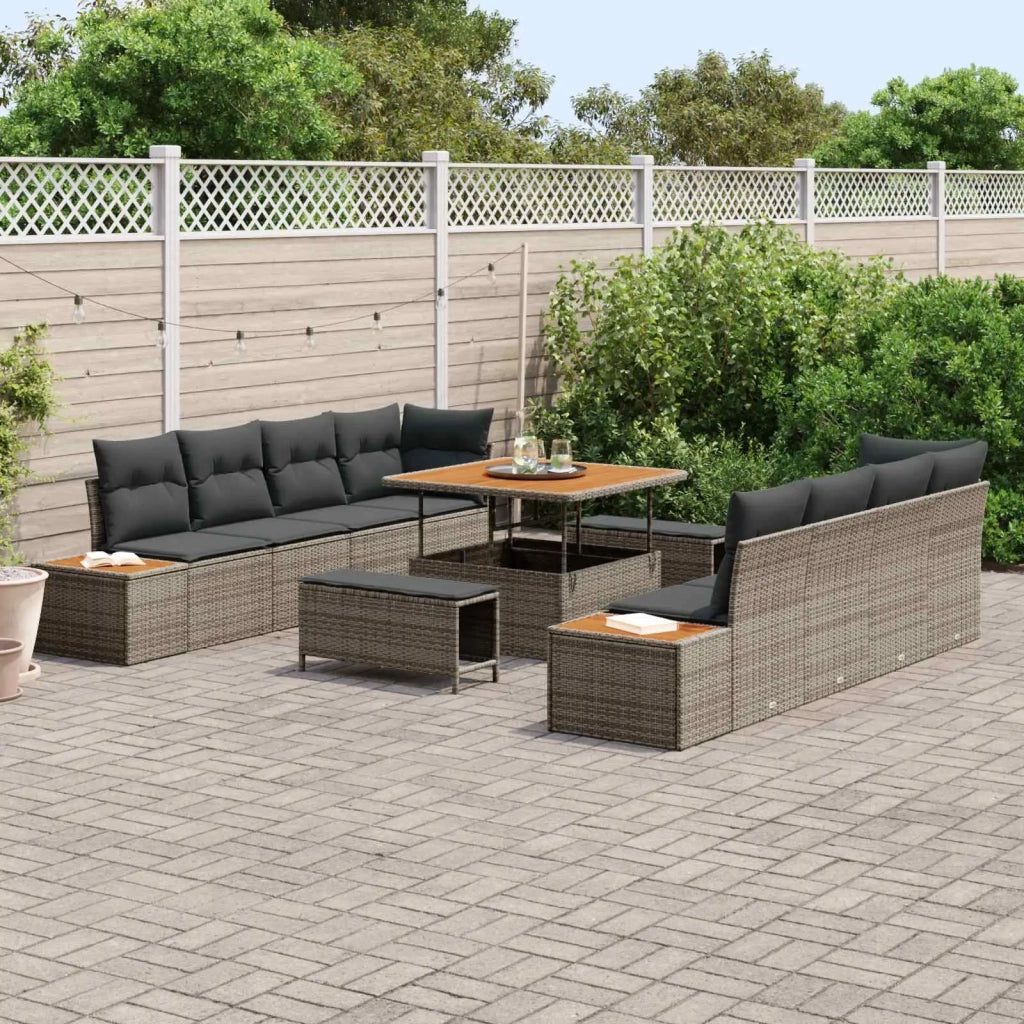 Set Divano da Giardino con cuscino 11 pcs Grigio