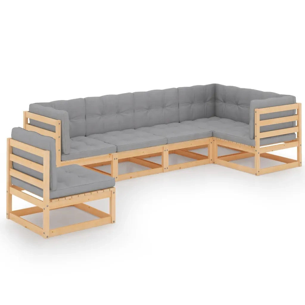 Set Divani da Giardino 6 pz con Cuscini Legno Massello di Pino 3076634