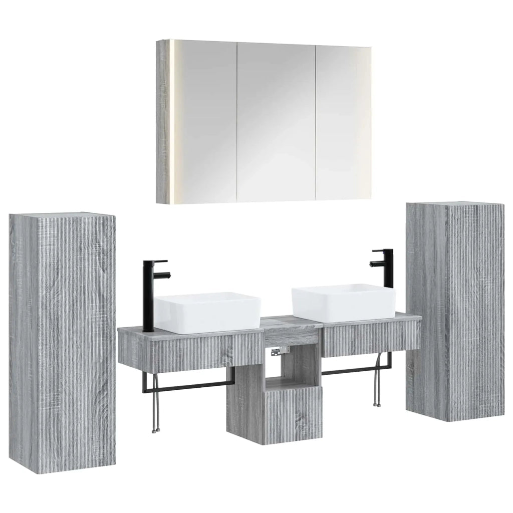 Set di mobili per il bagno 6 pcs Sonoma grigio 3407140