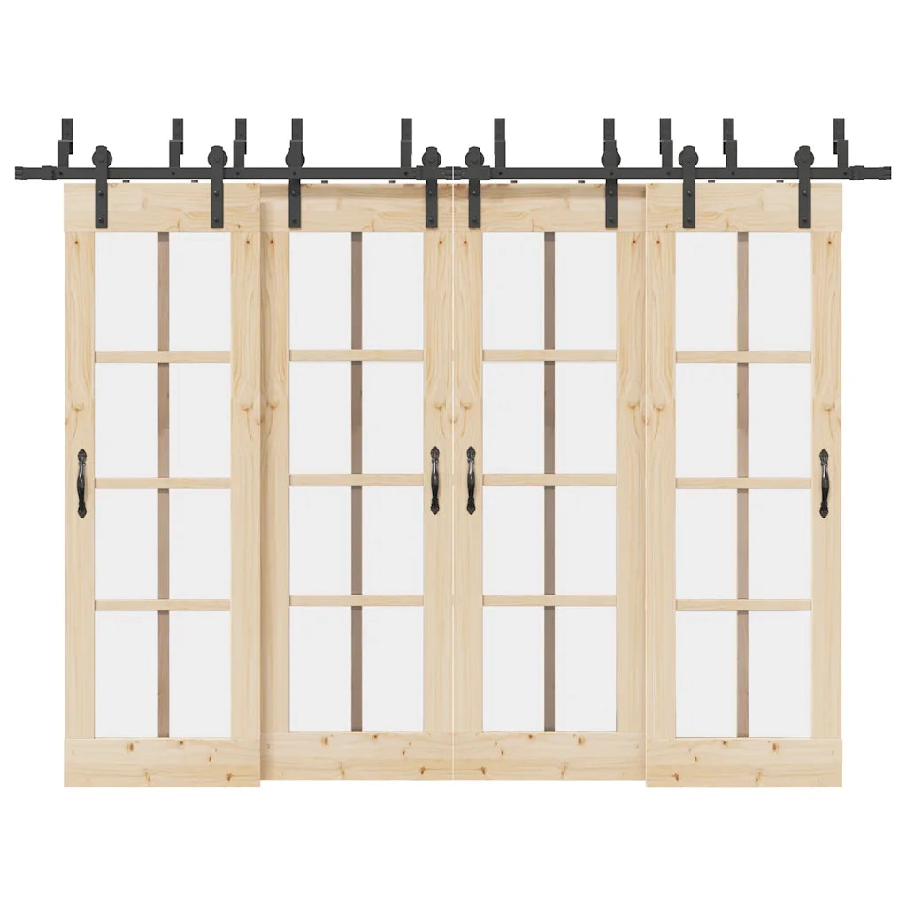 Kit di Binari per Porte Scorrevoli 305 cm Acciaio Nero CFW6407372