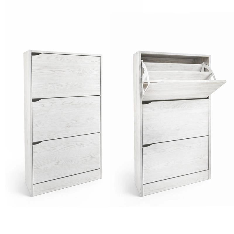 SCARPIERE A 3 ANTE CON PANNELLO RETROSTANTE IN MDF COLORE BIANCO LEGNO MISURA 63X24X115 CM LINEA HARMON
