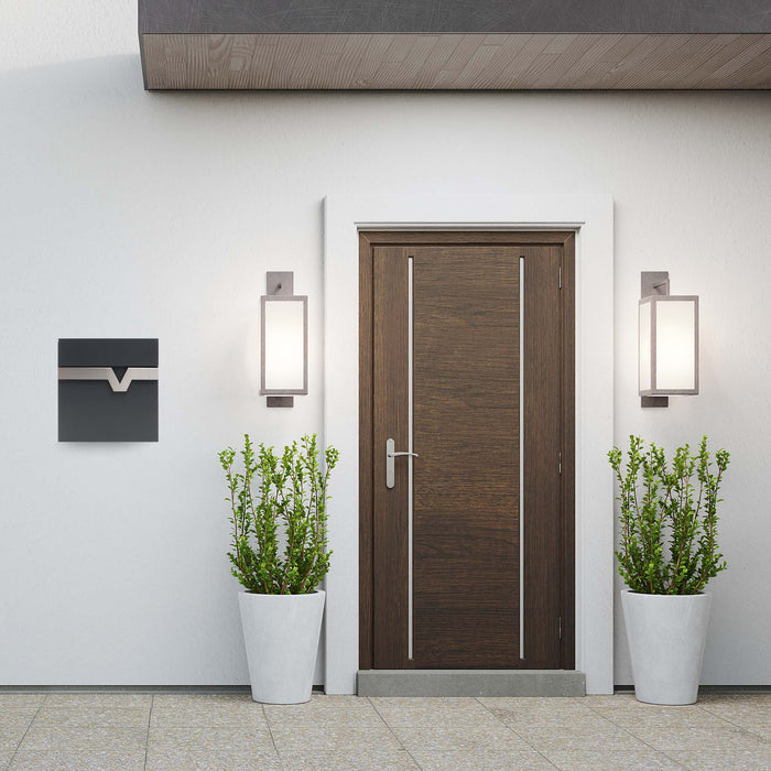 Cassetta postale V60 con portagiornale, antracite e inox, soft-close, 370 x 105 x 370 mm