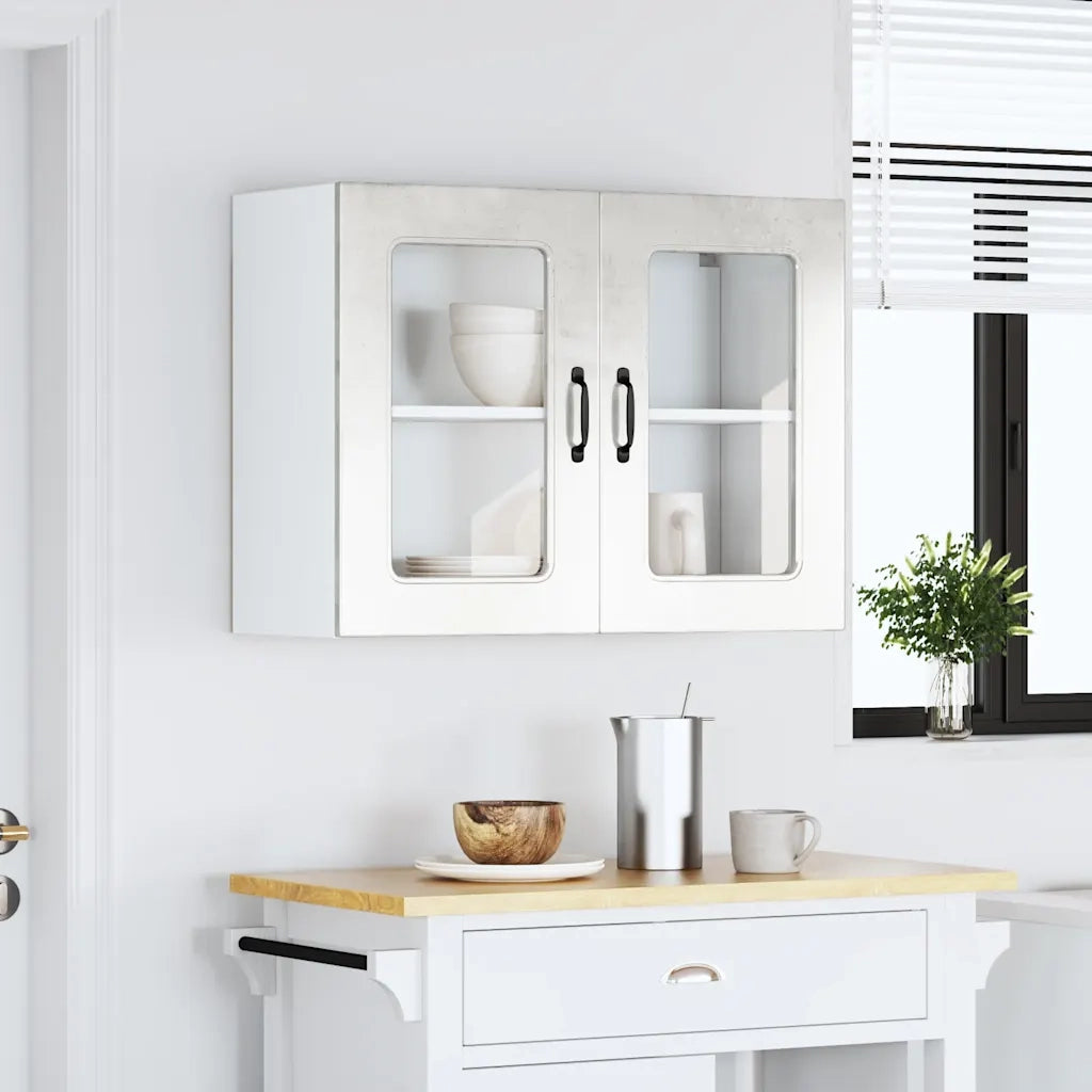 Pensile da Cucina con Porta in Vetro Kalmar Grigio Cemento 853611