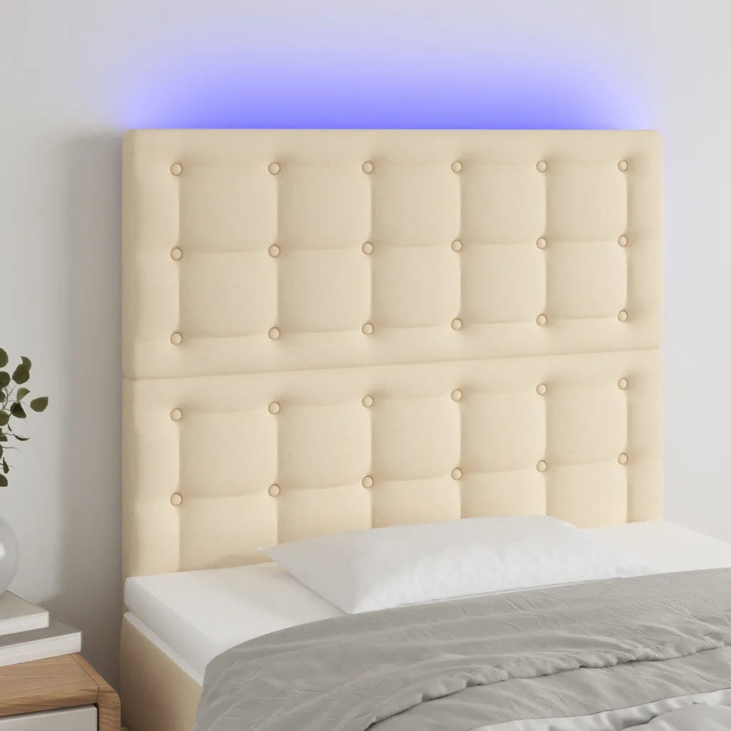 Testiera a LED-Testata con LED Crema 100x5x118/128 cm in Tessuto 111012