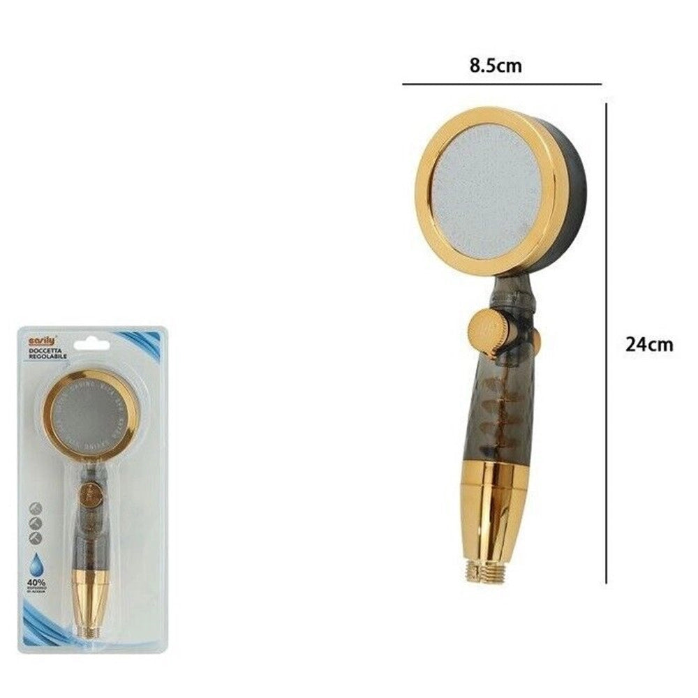 Trade Shop - Doccetta Soffione Multigetto Doccia Bagno Bombata Con Pulsante Ventola Spirale 87531 -