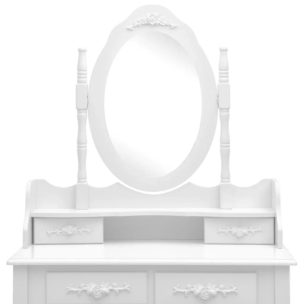 Tavolo da Trucco e Sgabello Bianco 75x69x140 cm Legno Paulownia