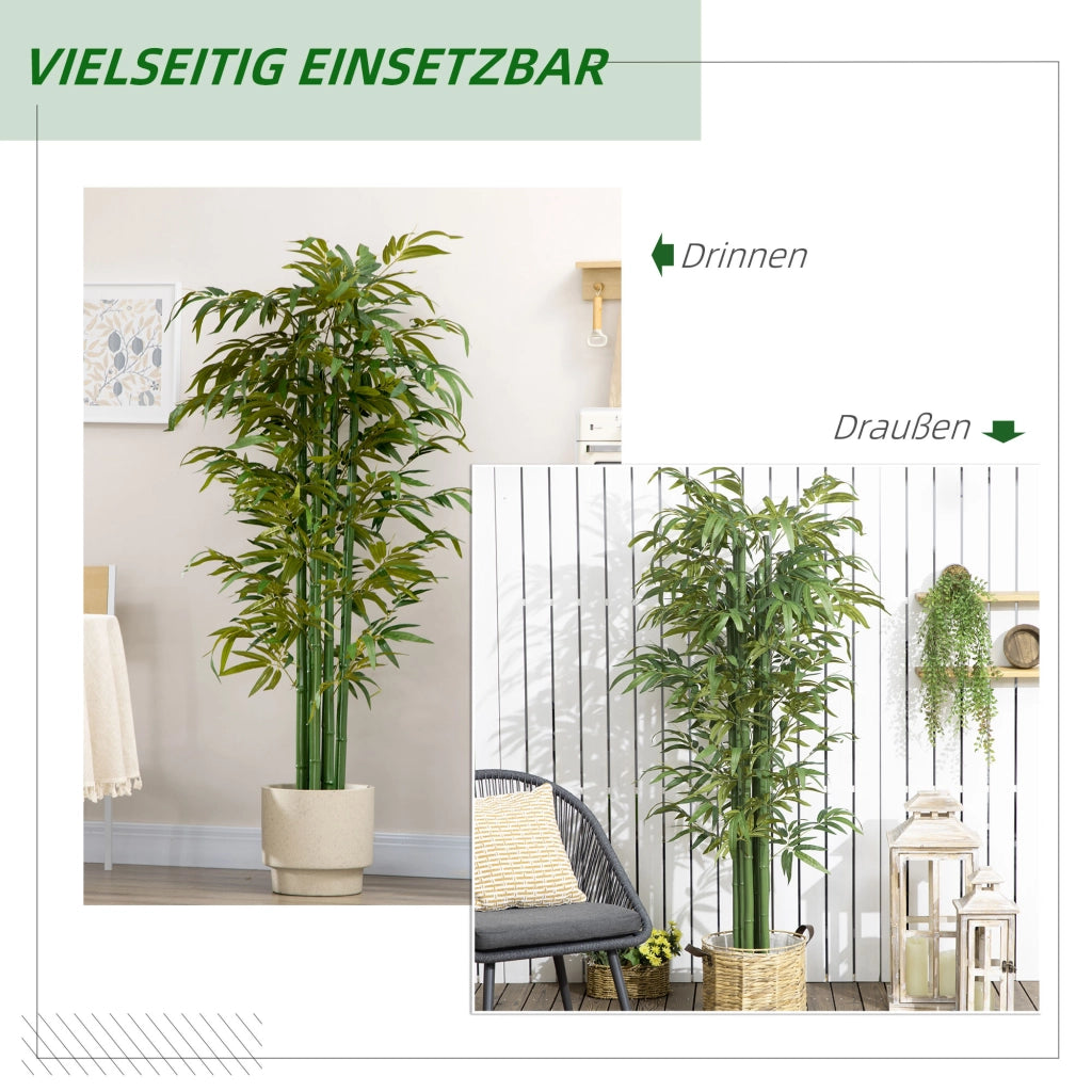 Pianta artificiale, albero di bamb¨´ artificiale da 180 cm con vaso, albero artificiale decorativo verde per interni