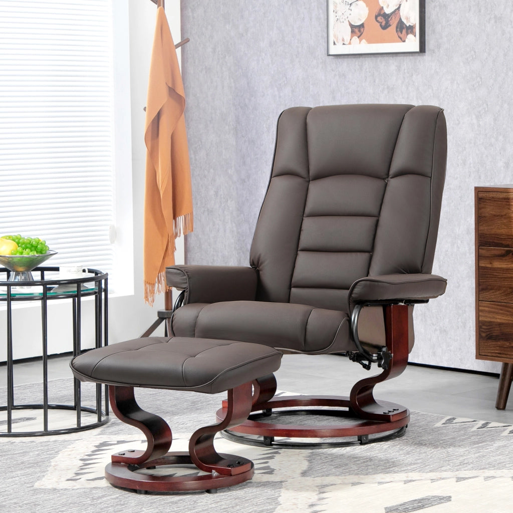 Poltrona relax girevole reclinabile con poggiapiedi ¨C zephmum ¨C similpelle marrone