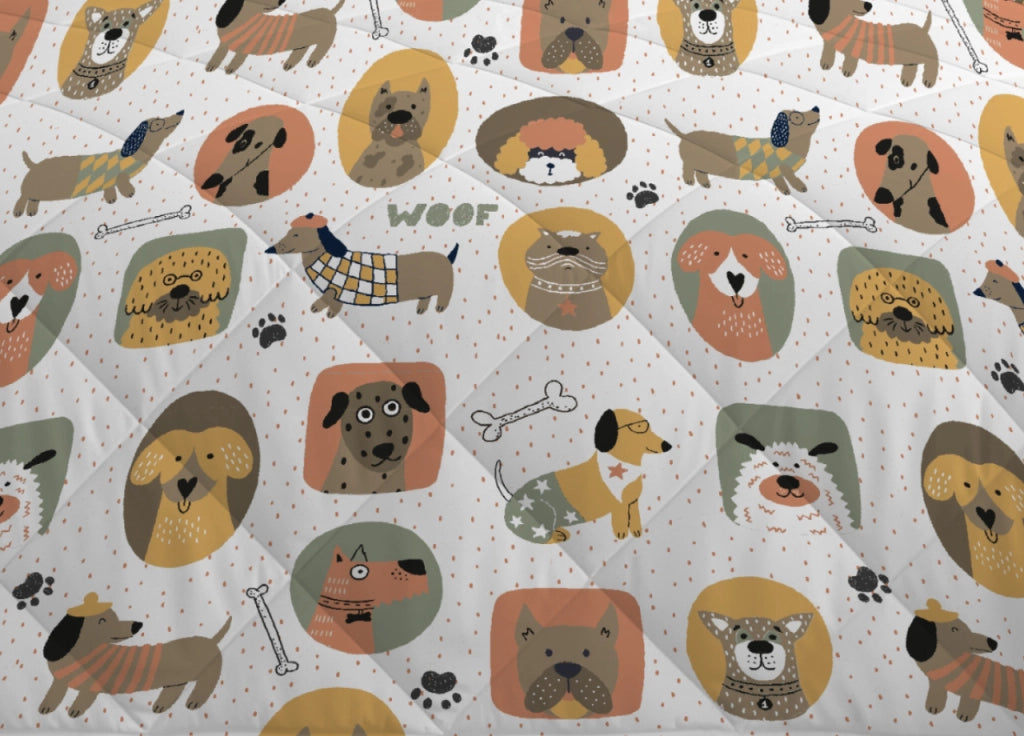 Trapuntino Piumino Estivo Primaverile 100gr/mq Leggero Disegno Cani 25GI - 1 Piazza E Mezza - Cani 25GI