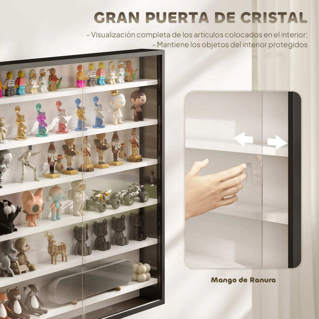 Libreria Vetrina con Ante a Vetro ¨C zephmum ¨C Nero 80x9.5x83 cm