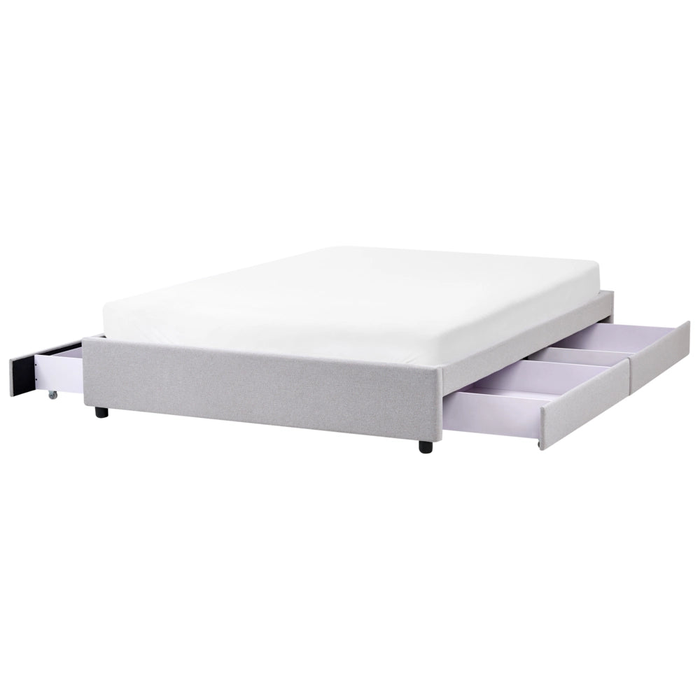 Letto matrimoniale in Tessuto beige chiaro con Cassetti 160 x 200 cm Design tradizionale