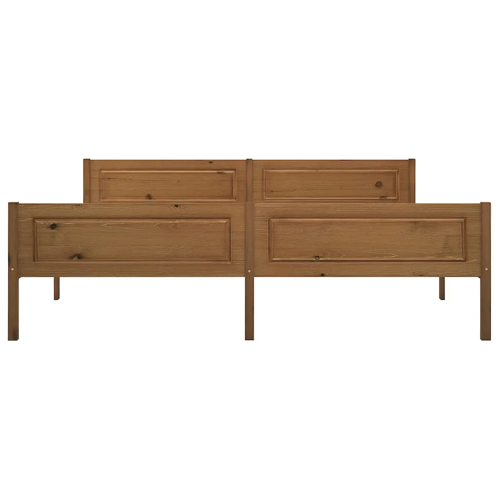 Letto matrimoniale | Letto per adulti | Giroletto in Legno Massello di Pino Marrone Ambrato 180x200 cm