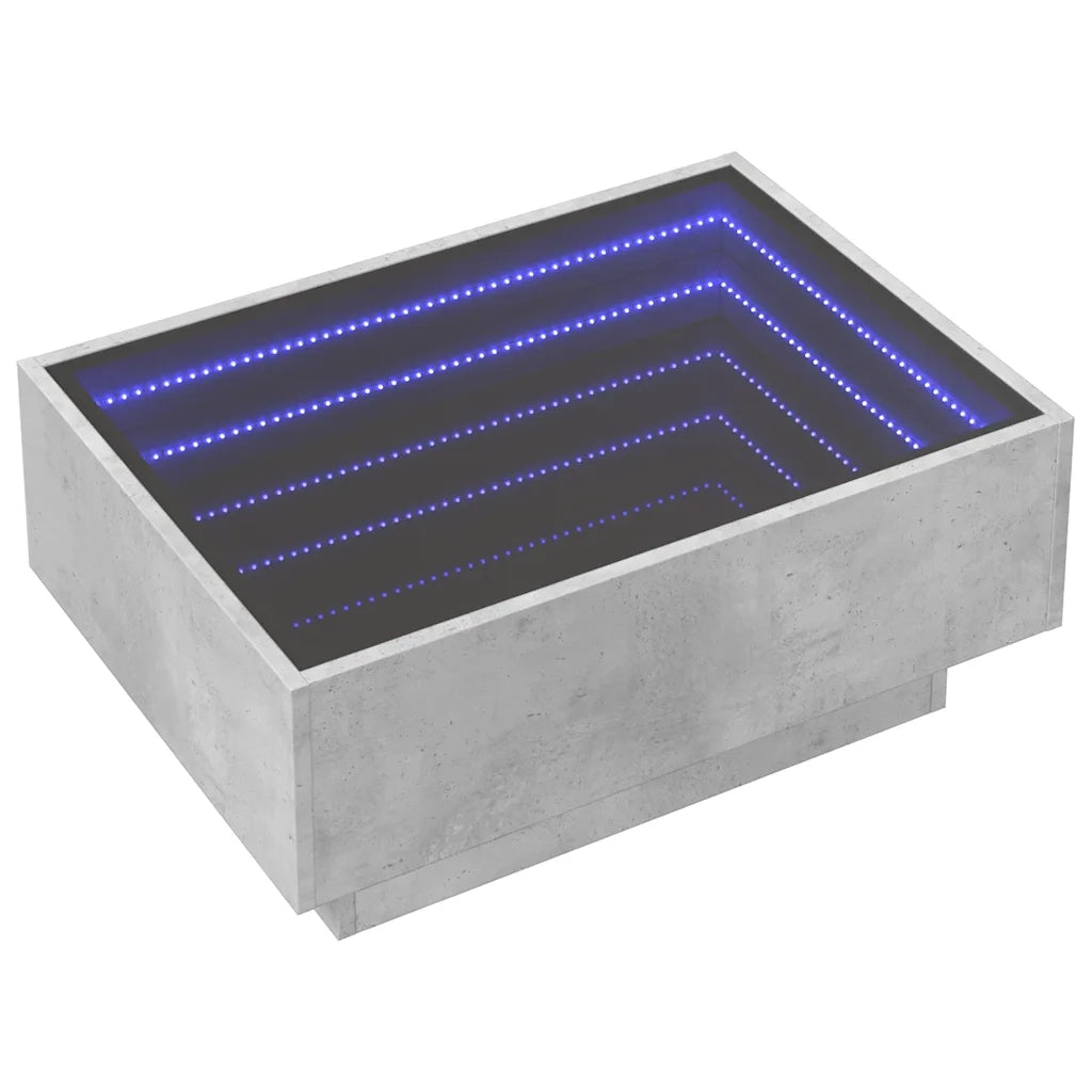 Tavolino salotto | Tavolino da caff¨¨ | Tavolino da Soggiorno con LED Grigio Cemento 70x50x30 cm Multistrato
