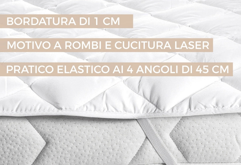 Topper Coprimaterasso Imbottito Trapuntato con Elastici Agli Angoli Modello LH - Matrimoniale - Topper