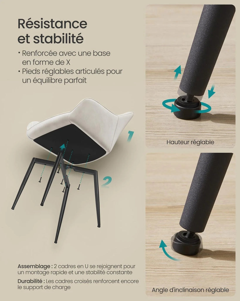 Sedia da pranzo poltrona seduta imbottita con braccioli larghezza seduta 49 cm gambe in metallo rivestimento in velluto portata 110 kg per soggiorno o camera da letto beige 12_0004918