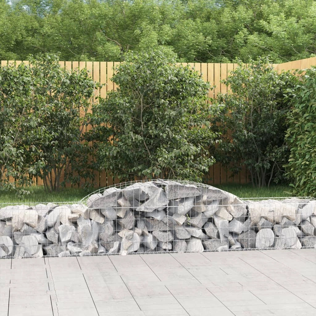 Cestini gabbioni recinzione a gabbia muro di contenimento ad arco 11 pezzi 300 x 50 x 40/60 cm ferro zincato argento 02_0040350