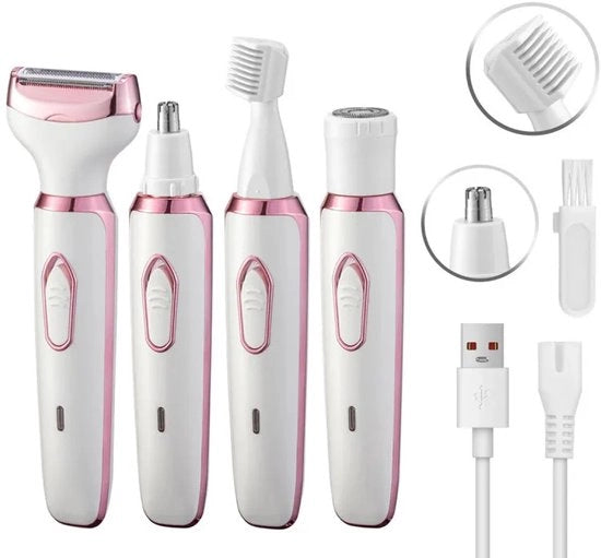 Apparecchio di pulizia elettrico per donna – corpo e viso 4-in-1 – ricarica via USB