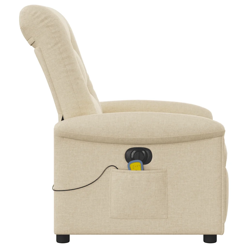 Poltrona Reclinabile Massaggiante Elettrica Crema in Tessuto 3303252