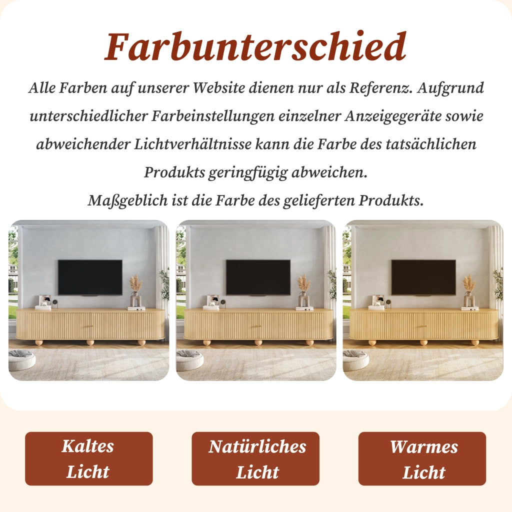 Mobile porta TV con 2 ante scorrevoli e 4 vani, stile retrò, per soggiorno, in MDF, naturale, 180 × 35 × 45 cm