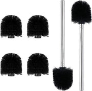 Set di Spazzole per la Toilette - 2 pezzi - Acciaio Inossidabile - 4 Testine di Ricambio - Diametro 8 cm - Pulizia 360° - Set di Maniglie per la Mano - Spazzola per la Toilette