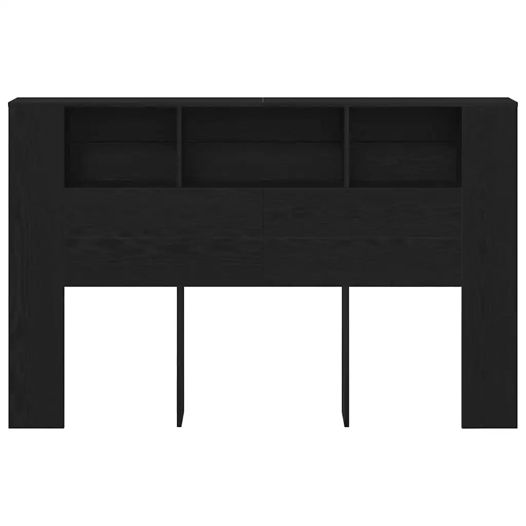 Testata del letto-Testiera con Contenitore Rovere Nero 160 x 19 x 104,5 cm