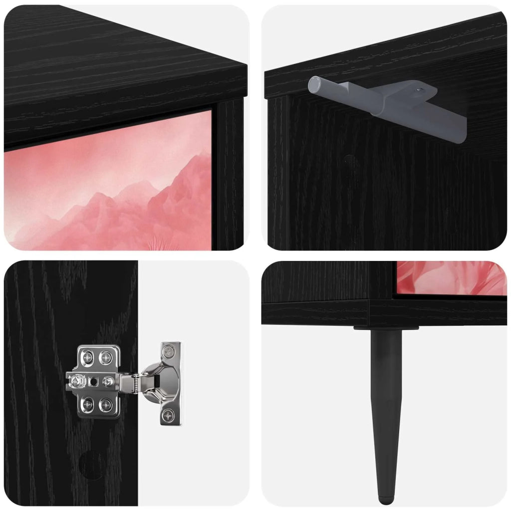 Armadio da Notte AACHEN 2 pz Rovere Nero 36 x 33 x 51 cm 8007264