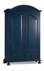 Armadio 2 porte shabby legno blu consumato 125x61x200 - Mobili 2G