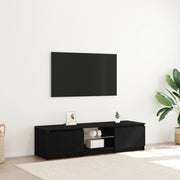 Mobile TV  con luci LED Nero Rovere 140x40x35,5 cm in legno ingegnerizzato