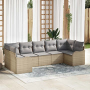 Set Divano da Giardino 7 pcs beige e grigio chiaro Poly Rattan 3354519