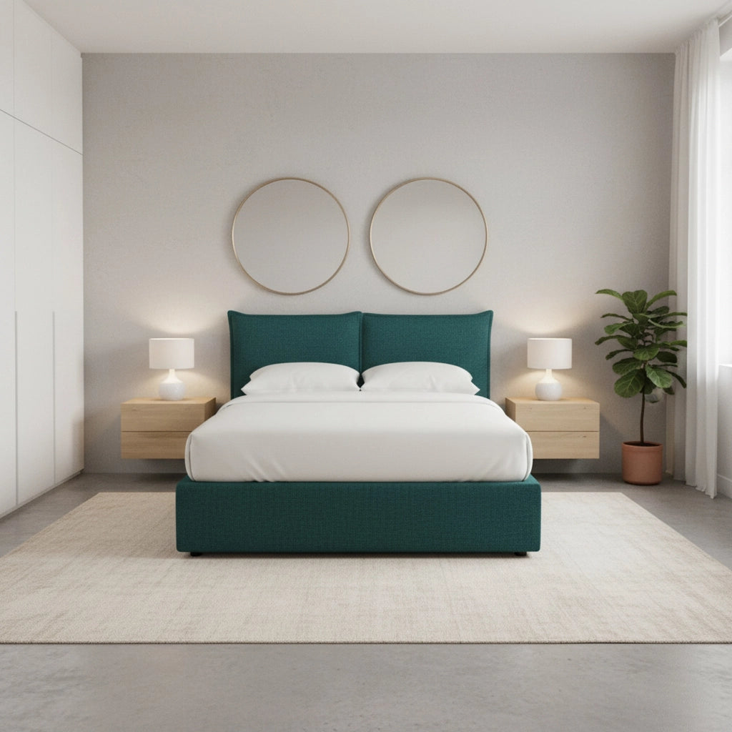 Chatteris, Letto Singolo Sfoderabile Made in Italy, Verde Petrolio