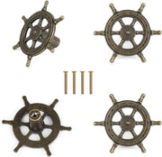 Set di 4 maniglioni in stile vintage per armadi e comodini - Inclusi chiodi lunghi - Adatto a diversi mobili - Forma a ruota di nave