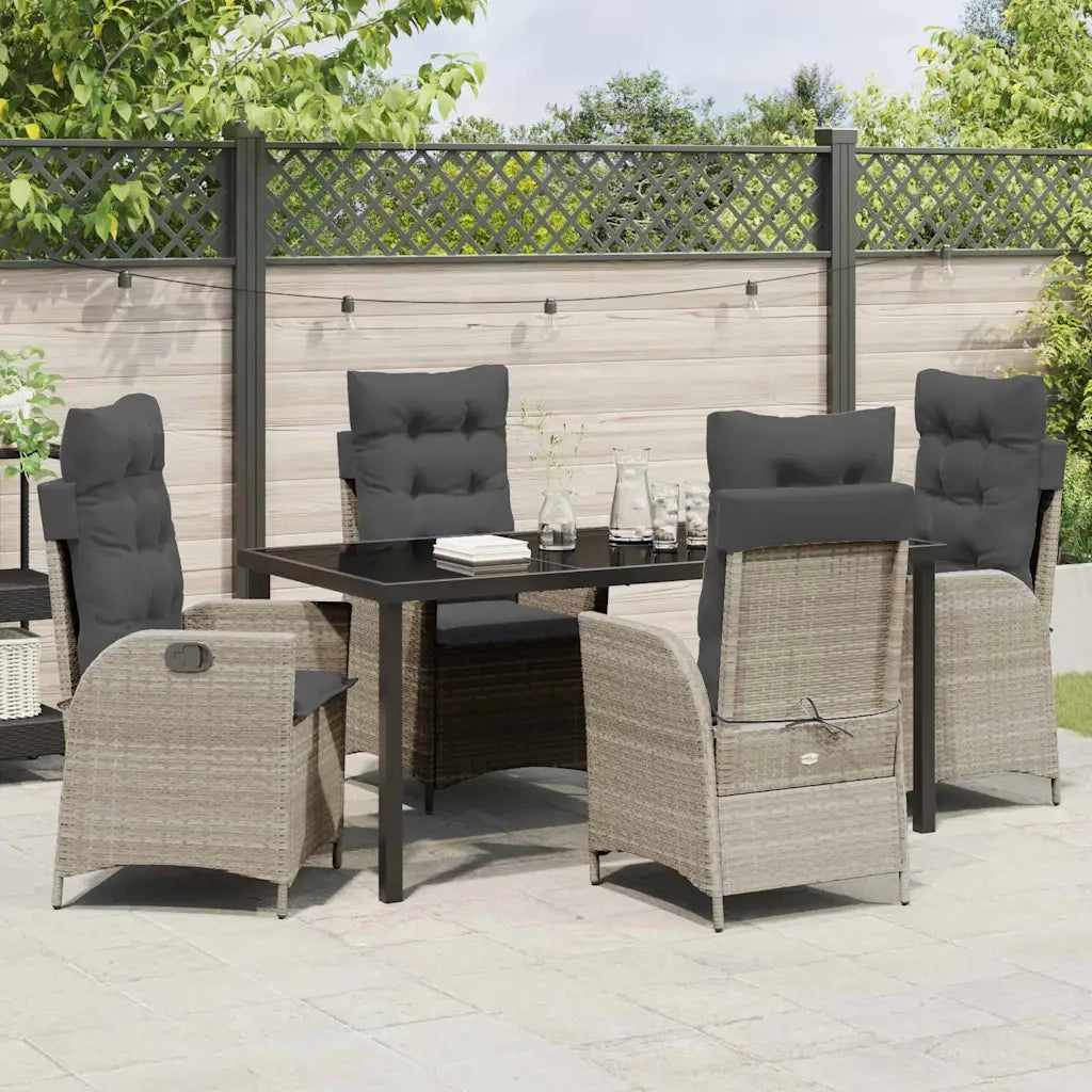 Set da Pranzo per Giardino 5 pcs Grigio chiaro polyrattan 3380522