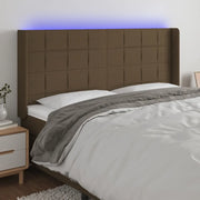 Testiera a LED-Testata con LED Marrone Scuro 183x16x118/128 cm in Tessuto 304500