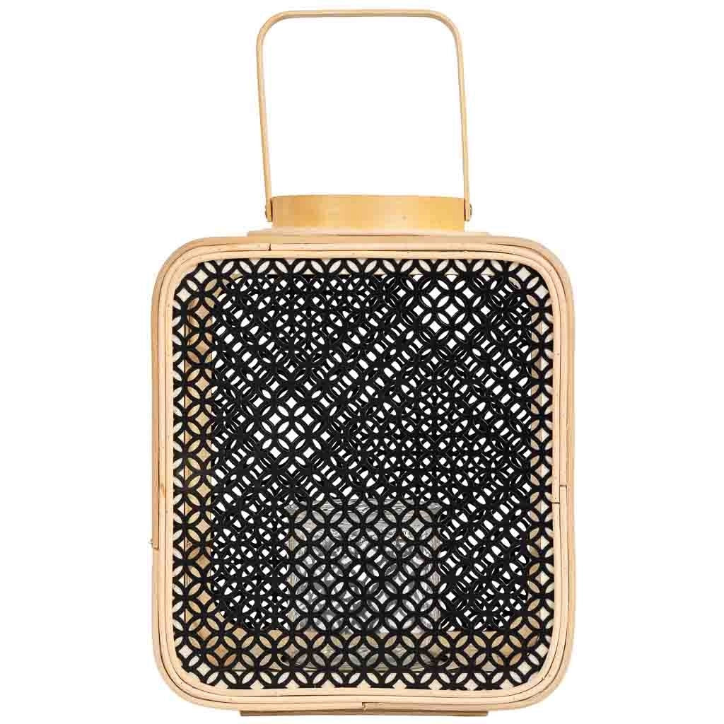 Lanterna in rattan e metallo con vetro, 24,5x19x28/31,5/41,5H cm