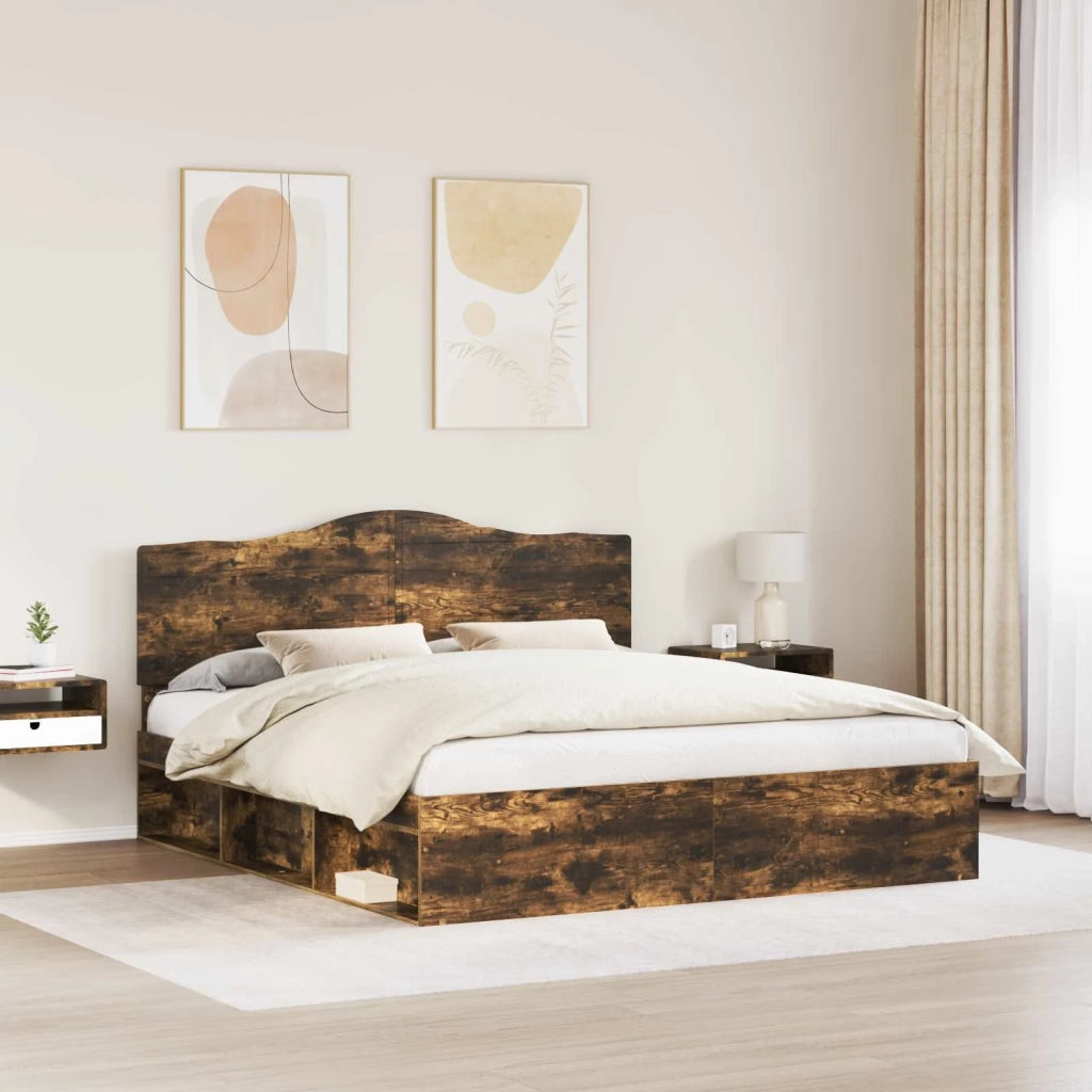 Struttura del letto Rovere fumé 200 x 200 cm Pino massello