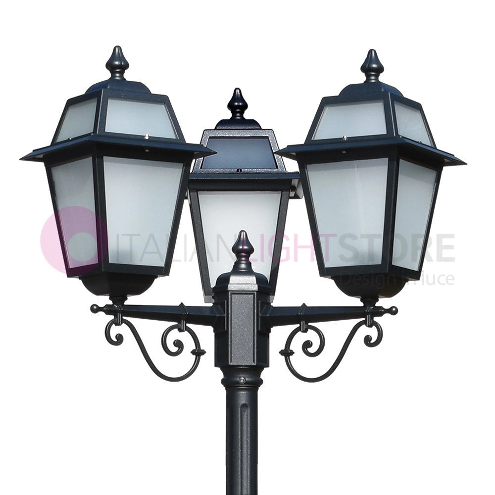 ARTEMIDE ANTRACITE Lampione h. 219 a 3 luci per Esterno Classico Lanterne Quadrate