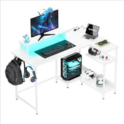 Scrivania a L Gaming con LED RGB ¨C Minimal ¨C Bianco Rovere 122x80 cm
